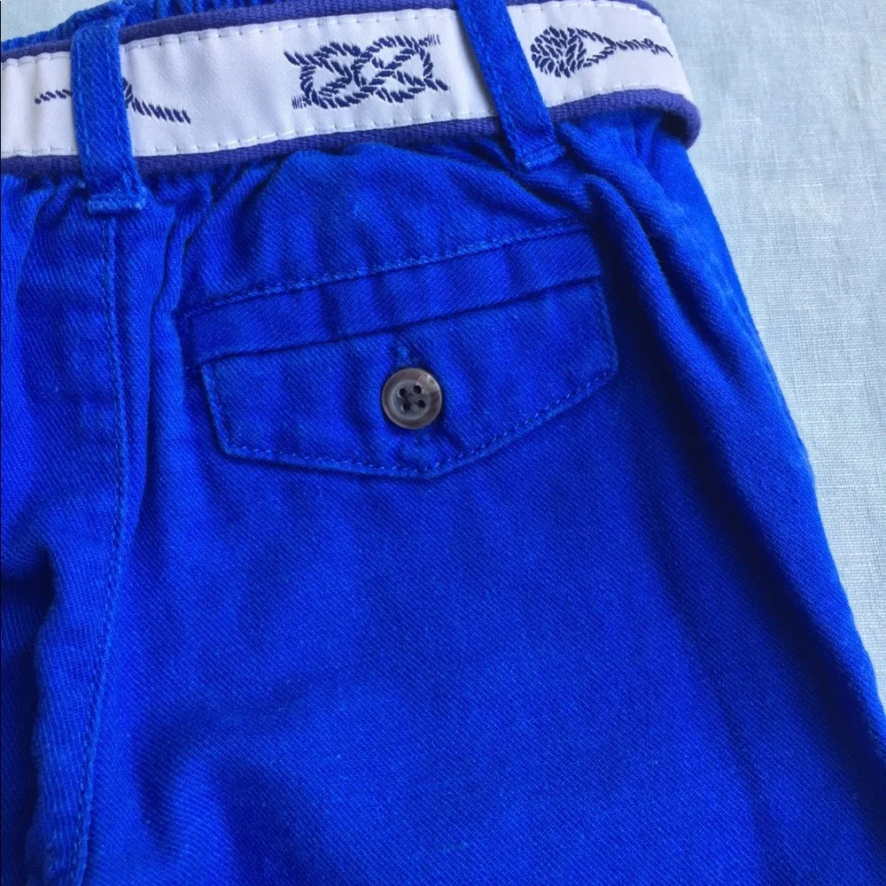 Ralph Lauren bright blue linen cotton twill pants with nautical knot belt
